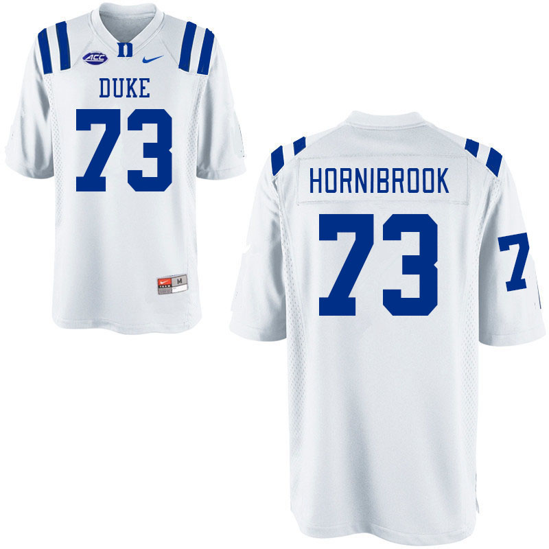 Men #73 Jake Hornibrook Duke Blue Devils College Football Jerseys Stitched-White - Click Image to Close
